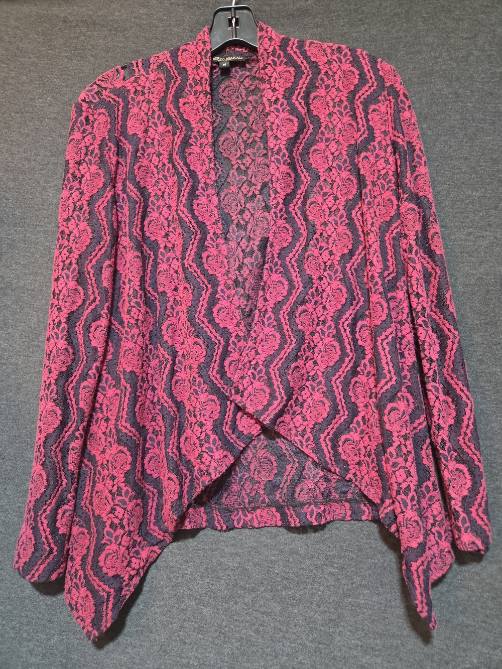 Alberto Makali Red And Black Lace-Pattern Cardgain